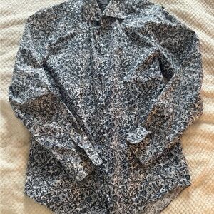 Van Heusen Navy and White Paisley Shirt